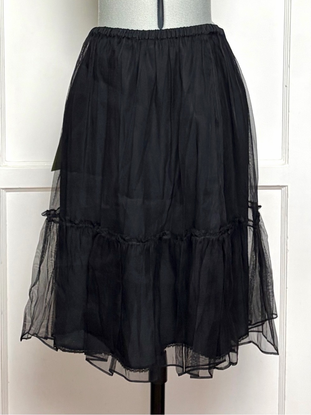 Gucci NWT Tulle Overlay Skirt, Tiered, Black, 36(2)